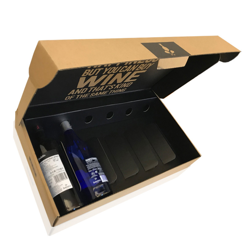 21cm×16cm×11cm Corrugated Shipping Boxes 6 Bottle Wine Shipping