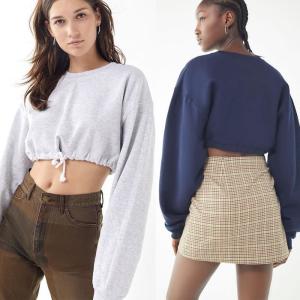 China Fall Drawstring Hem Cropped Sweatshirt wholesale