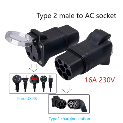 3.5 Kw / 7Kw Flexibility and AOTAI EV Adapter Type 2 to Schuko Adapter Type2 Male Charging Connector
