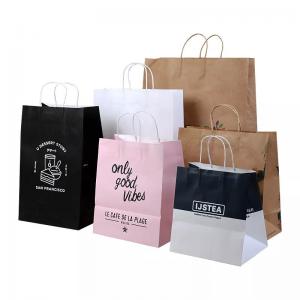 China Custom Logo 170gsm Recycled Take Away Paper Bag Packaging For Clothes wholesale