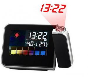 China Digital LCD Clock Snooze Alarm Clock Temperature And Humidity Meter Color Display LED Backlight Desktop Clocks Projector wholesale