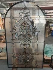 China Grey Caming Decorative Front Door Leaded Glass Arched Inserts wholesale