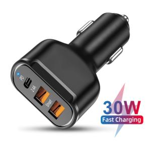 China 30W PD Fast 3 USB Car Charger QC3.0 Universal For IPhone 12V 1.5A wholesale