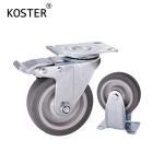 75mm 3inch Platform Trolley Furniture TPR Soft Grey Rubber Plate Swivel Caster