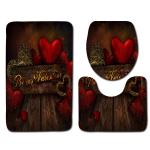 Romantic Valentine'S Day Toilet Mat Set 3 Piece Bath Rug Set non slip