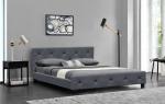 Dark Grey Linen King Size Upholstered Sleigh Bed Plywood Frame