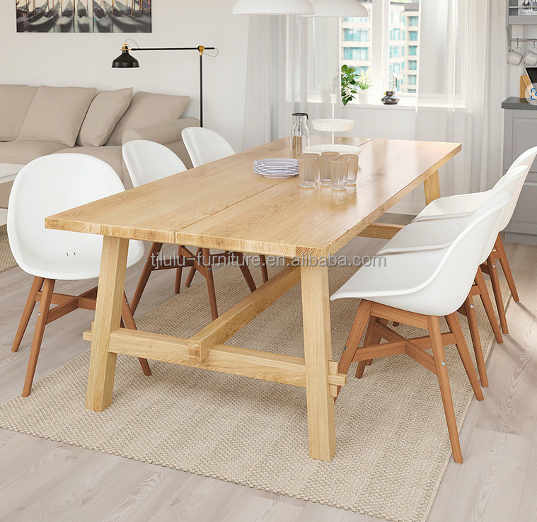 Nordic Style Rectangular Dining Table for Hotel and Restaurant Solid Wood Material Included