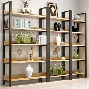 China Steel Wood Gondola Shelving Household Multi Storey Living Room Bookshelf on sale