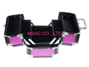 China Purple Aluminium Cosmetic Case 3mm Thickness MDF With ABS Panel Waterproof wholesale