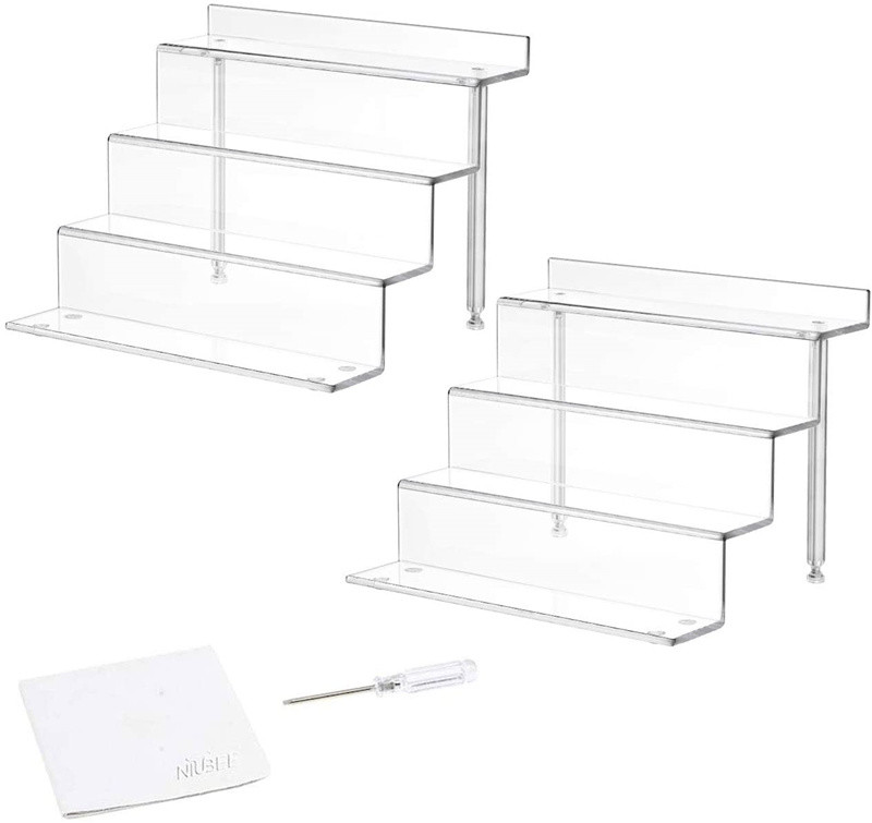 customized clear Acrylic Shelf organizer Acrylic Riser Display Stand