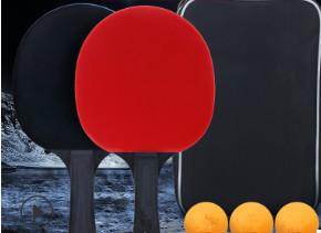 China 6.4mm Thickness Poplar Wood Table Tennis Set Winter Olympic 3 Star Black Straight Handle wholesale