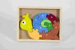 Eco Friendly Soild Wood Number Snail Puzzle Game For Nature Home / Classroom