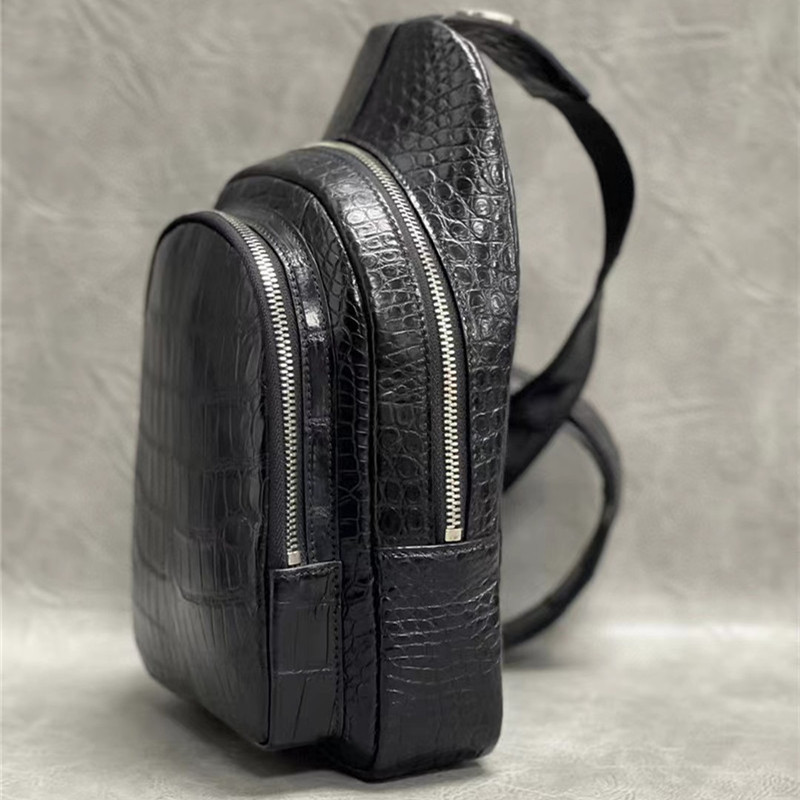 Exotic Crocodile Skin Men's Chest Bag Authentic Genuine Alligator Leather Male Messenger Bag Crossbody Shoulder Bag