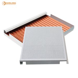 China Perforated suspended Commercial metal Ceiling Tiles Hook on / E shaped ceiling tiles 2x4 wholesale
