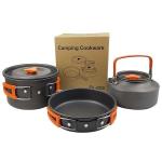 Camping Cookware Pots And Pans, Camping Cookware Mess Kit,Non-Stick Lightweight