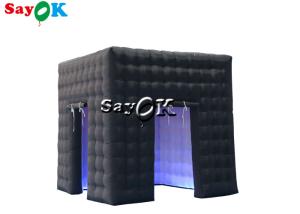 China Inflatable Party Tent 3mH 9.84FT Black Inflatable Cube Double Door Photo Booth With LED wholesale