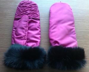 China Lady dress gloves, fabric gloves, fashion style, rabbit fur gloves wholesale