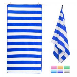 China Recycled Blue And White Striped Resort Beach Towels Quick Dry wholesale