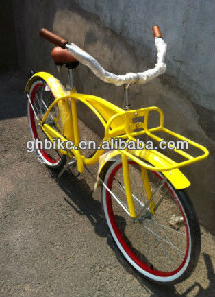 2017 Single Speed Beach Cruiser Bike with Front Rack and Lightweight Aluminum Frame