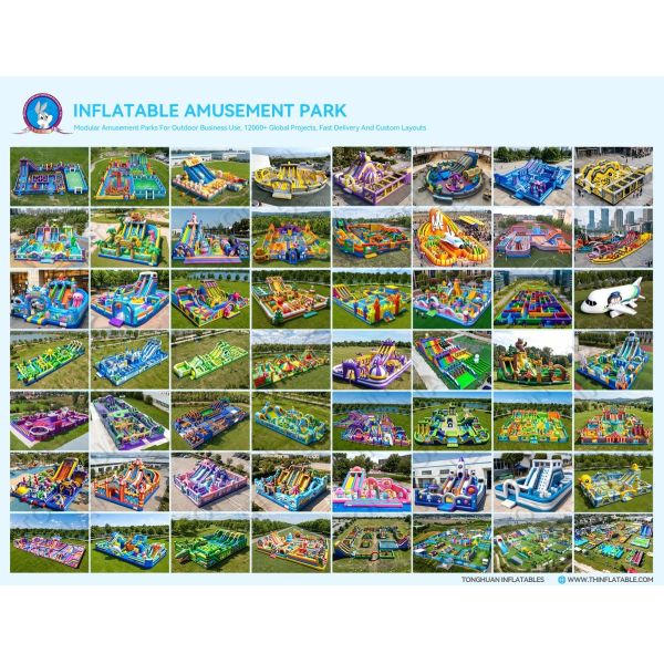 Custom Inflatable Fun Park With Bounce House Slide Combo Obstacle Challenges and Flexible Module Arrangement for Long Term Operation Projects