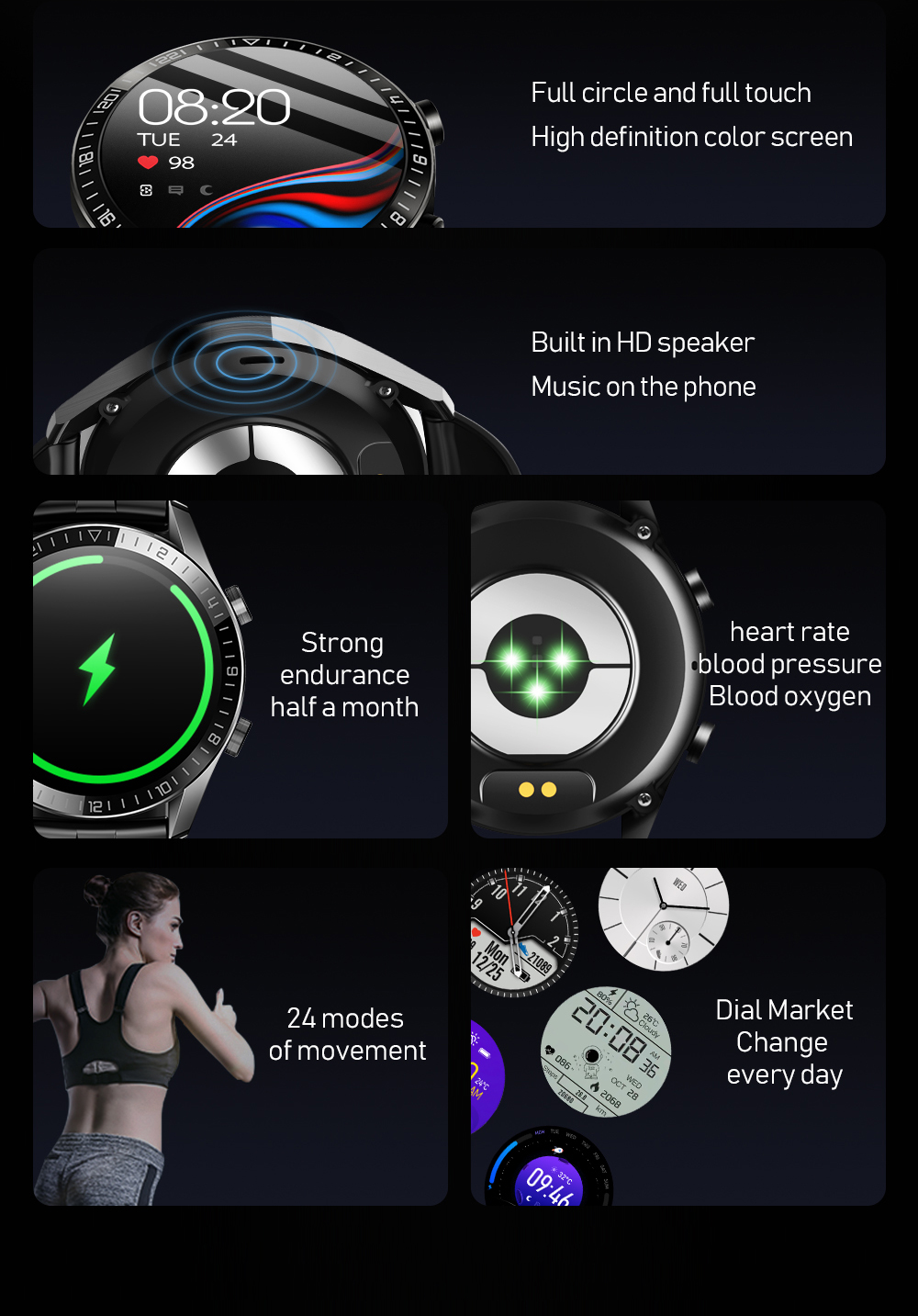HL59 Smartwatch Electronic Couples 1.28 inch ECG PPG Blood Pressure Watch No Camera