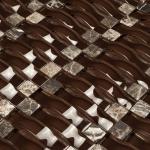 Chocolate 12x12 Stone Glass Mosaic Tile Backsplash For Kitchen Wall