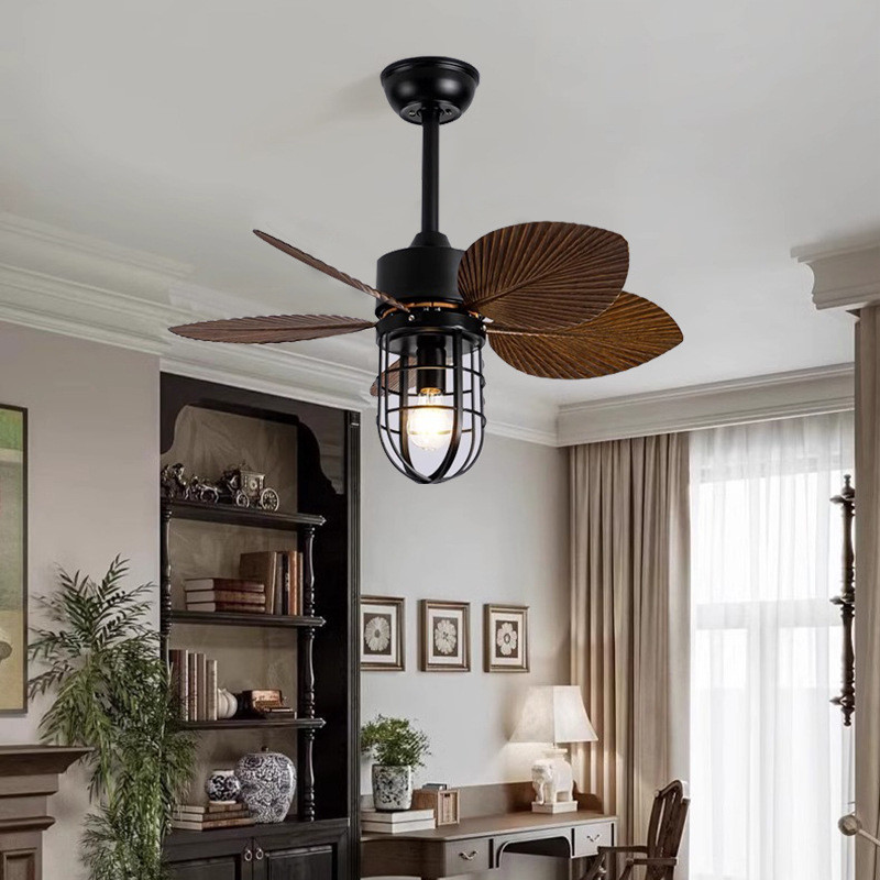 Custom Dining Room Ceiling Fans Remote Control ABS Retro Smart Home Ceiling Fan Light