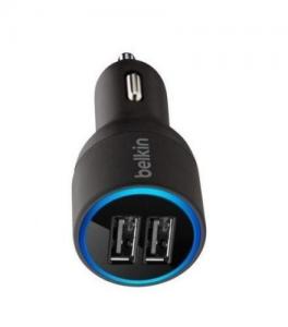 China Belkin 2port USB Car Charger mini Car Charger 2.1 A 10W Blu-ray USB Charger Black wholesale
