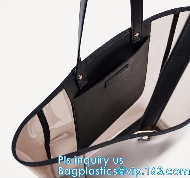 transparent plastic tote shopping pvc bag, Cosmetic Packaging Clear PVC Bag, Plastic Bags with Your Own Logo, shopper