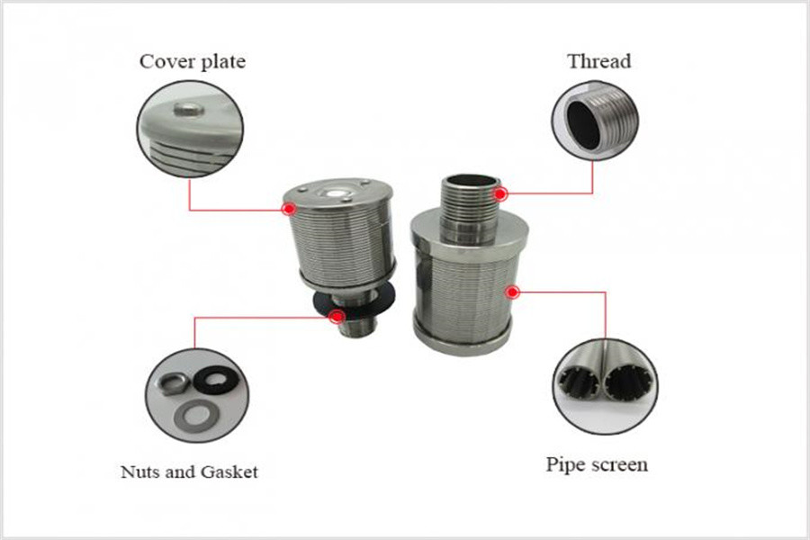 Wedge Wire Wrapped Screen Water Filter Nozzles Stainless Steel Slot 0.25mm