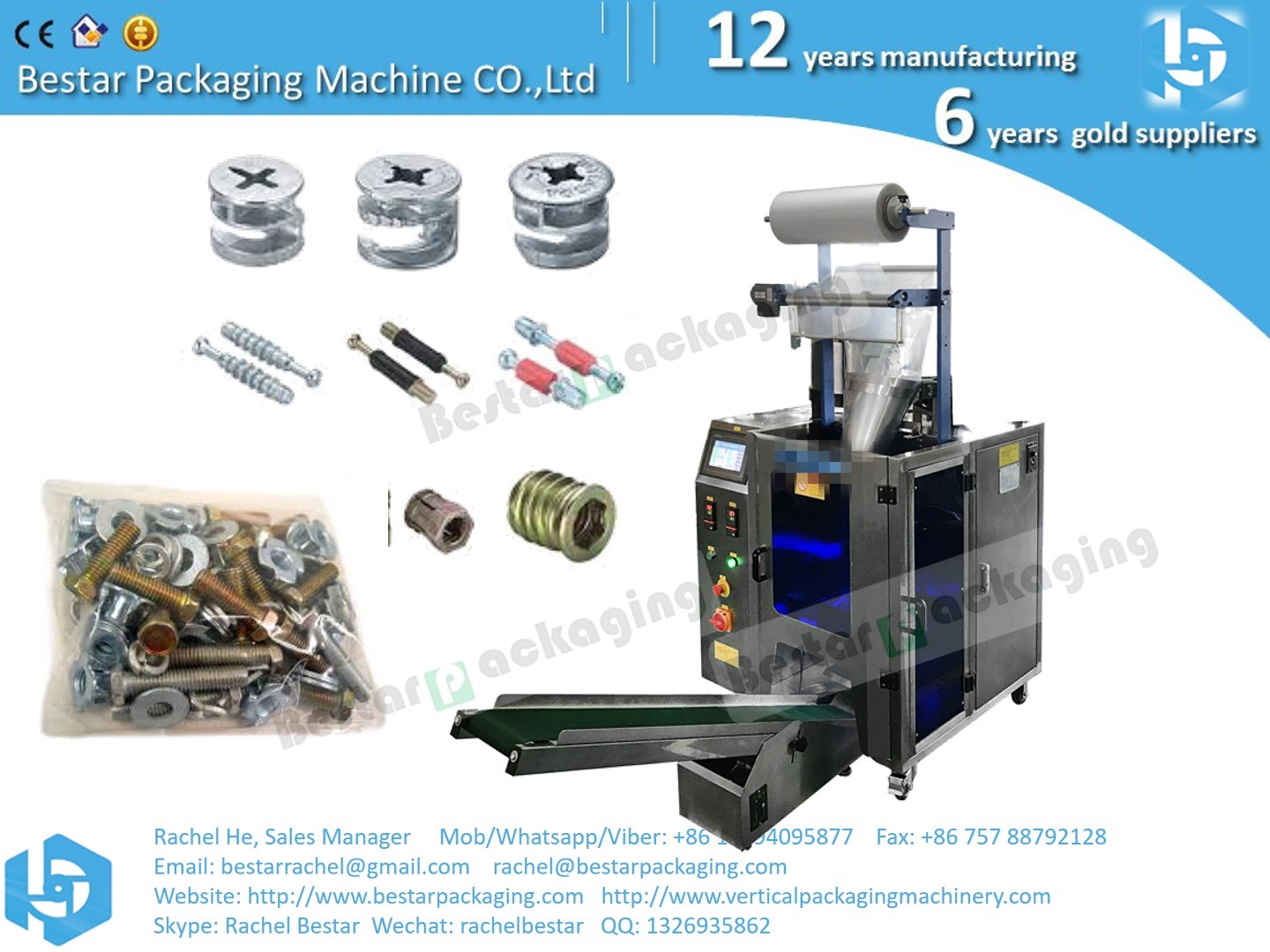 Automatic counting packaging machine for screw