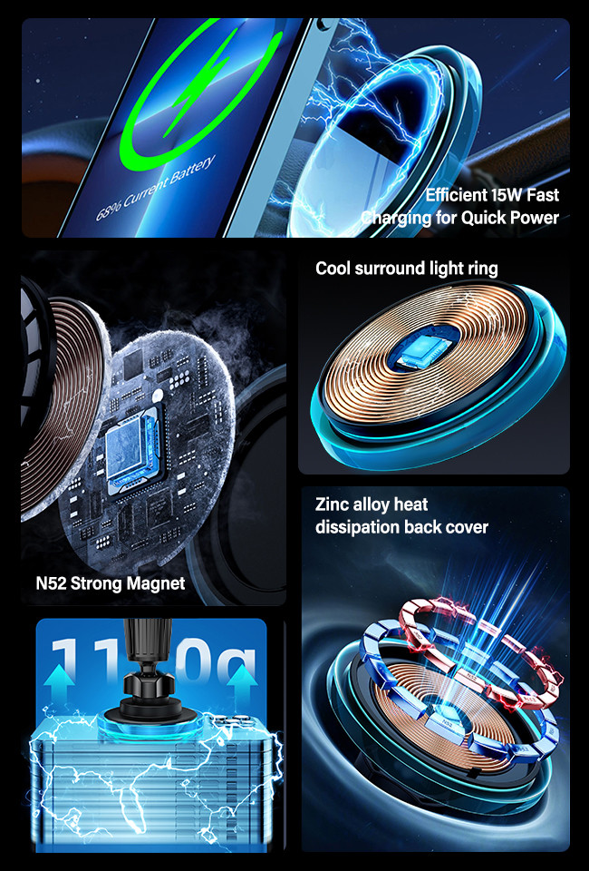 Crystal Ambient Light Design Magsafe Wireless Charger Original Design Fast Charging Stable Mount
