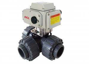 China Compact 3 Way Electric Actuated ISO5211 PVC Ball Valve wholesale