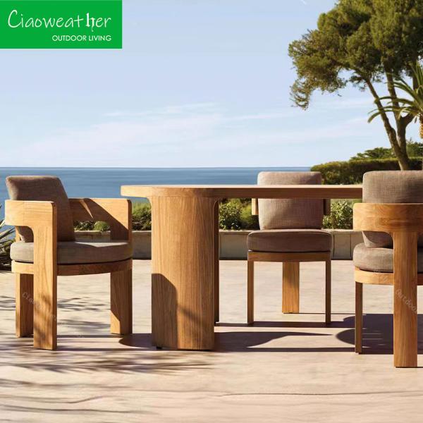 Modern Design Customized Color Solid Wood Teak Courtyard Dining Armchair and