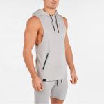 Athletic Fitness Mens Activewear Tops Sleeveless Hoodie Tshirt With Zipper