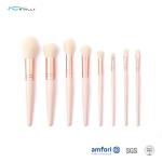 Wooden Handle 8pcs Travel Makeup Brush Set Premium Synthetic Hair