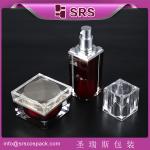 plastic luxury lotion bottle with high quality ,square shape clear airless
