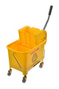 China Commercial 19L Yellow Mop Bucket With Wringer With Steel Handle on sale
