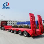 Transport Excavator with Hydraulic Gooseneck 80Tons 4 Axles Low Bed Trailer and