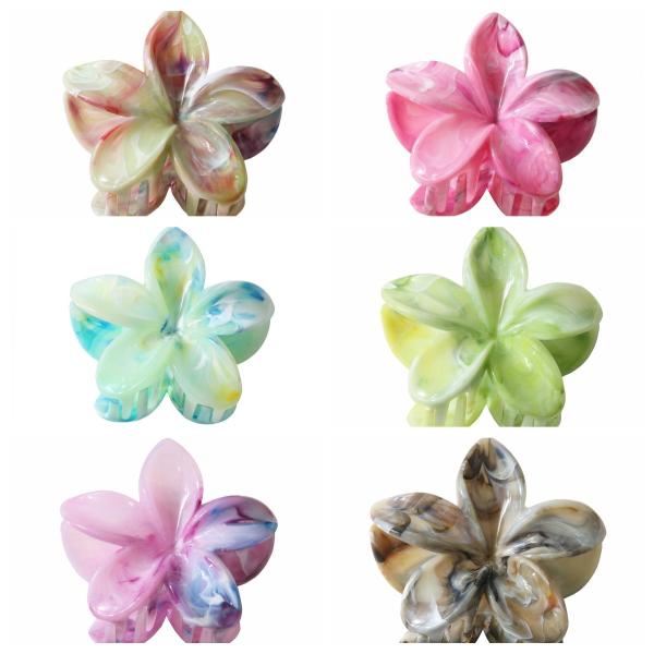 8cm marble patterned plumeria Grab Flower ponytail Hair clip Sweet hair shark