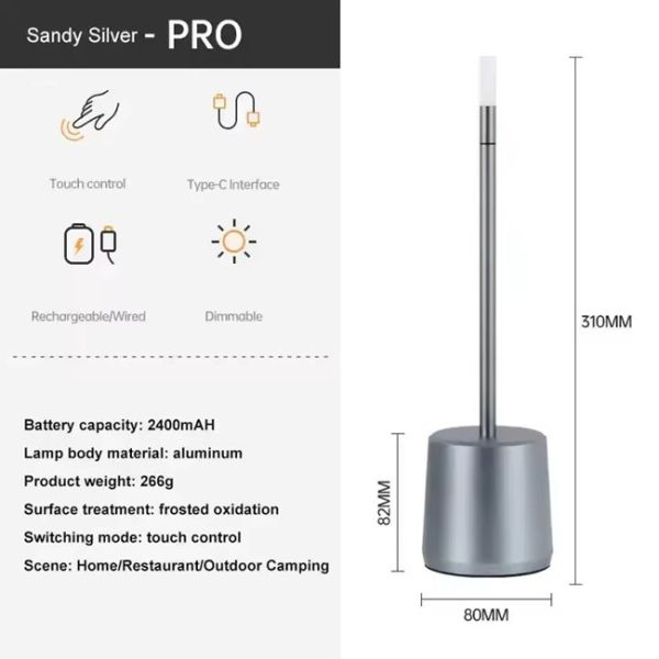 2700k Warm Light Metal Led Table Lamp Charging Touch Dimmer Bedside Lamp