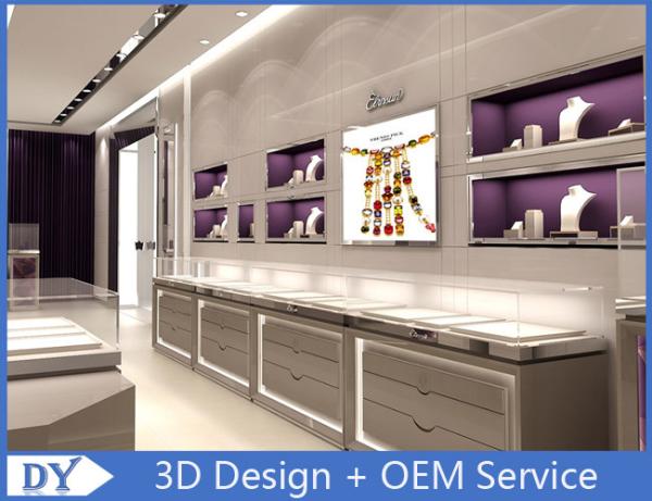 Customized good quality modern fashion wooden glass jewlery display case with