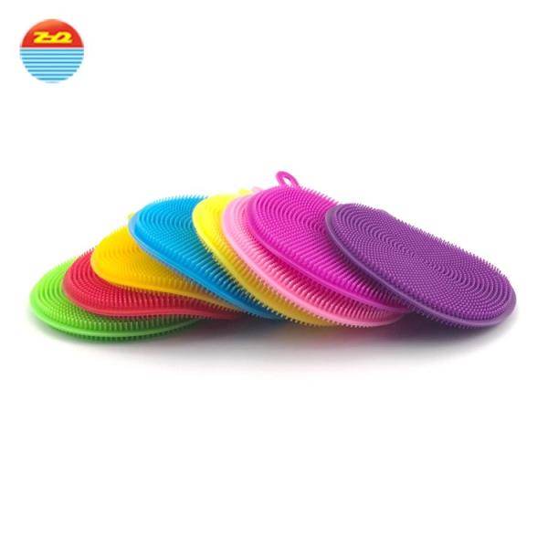 BPA-free Eco Kitchen Sink Antibacterial Brush Tool Silicone Scrubber Purple Dish