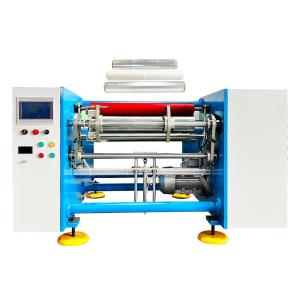 China Semi Automatic 3KW 2 Shaft Heavy Duty Aluminium Foil Roll Silicone Paper Rewinder Machine wholesale