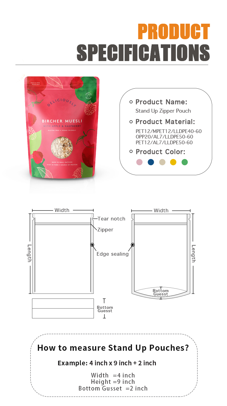 Resealable Biodegradable Plastic Ziplockk Bags ROHS Matte Finished Dried Fruit Packaging