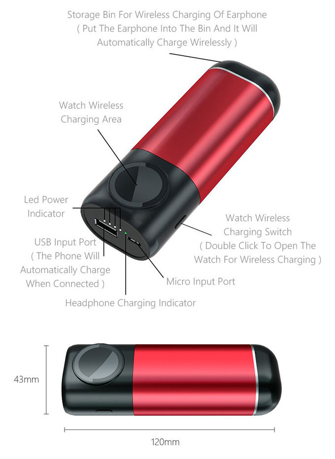 Alu 3 In 1 5200mAH USB Cable Quick Charge Power Bank