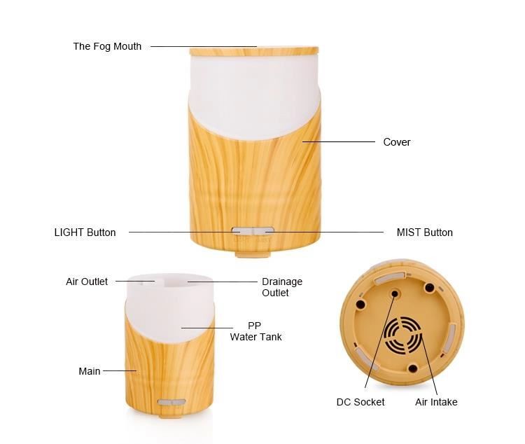 160ml Portable Wood Grain Oil Diffuser For Hotel
