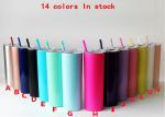20oz Kitchen Household Items Skinny Insulated Tumbler Cups With Colored Straw