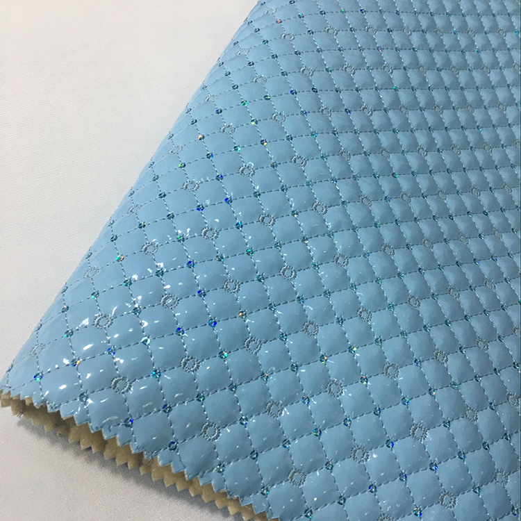 Shine Quilted Leatherette Fabric , Vinyl Leather Fabric Floral Soft Pleated