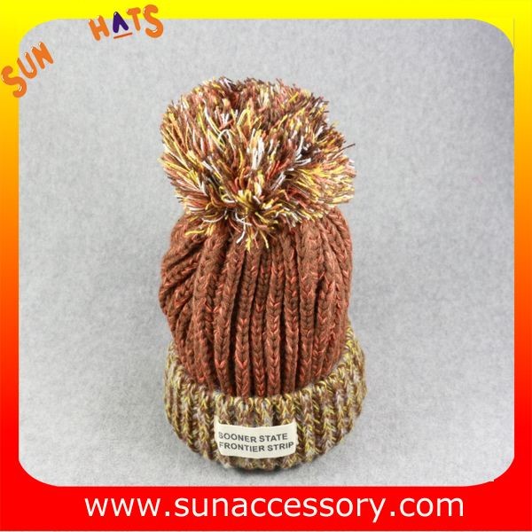 AK17014 Sun Accessory customized acrylic knitted hat and cap, logo can be sewing on the cap